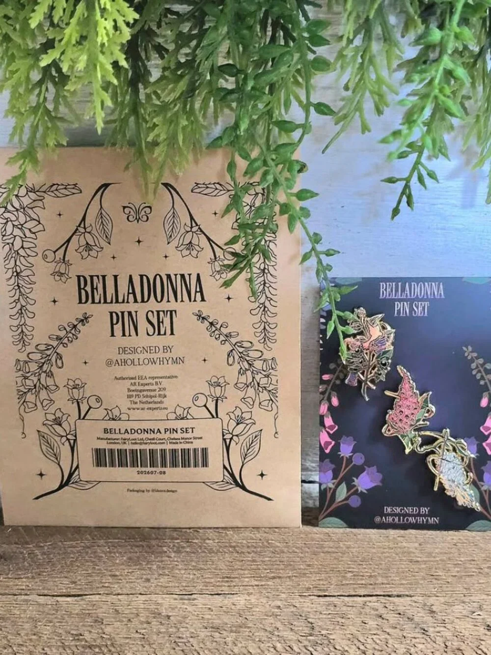New Fairyloot Belladonna by Adalyn Grace 3 Piece Floral Pin Set